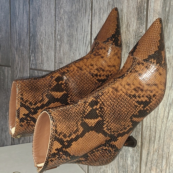 JIMMY CHOO Kix 65 Cuoio Snake Print Pointed Toe Leather Boots Size 36.5 ITALY - Picture 13 of 17